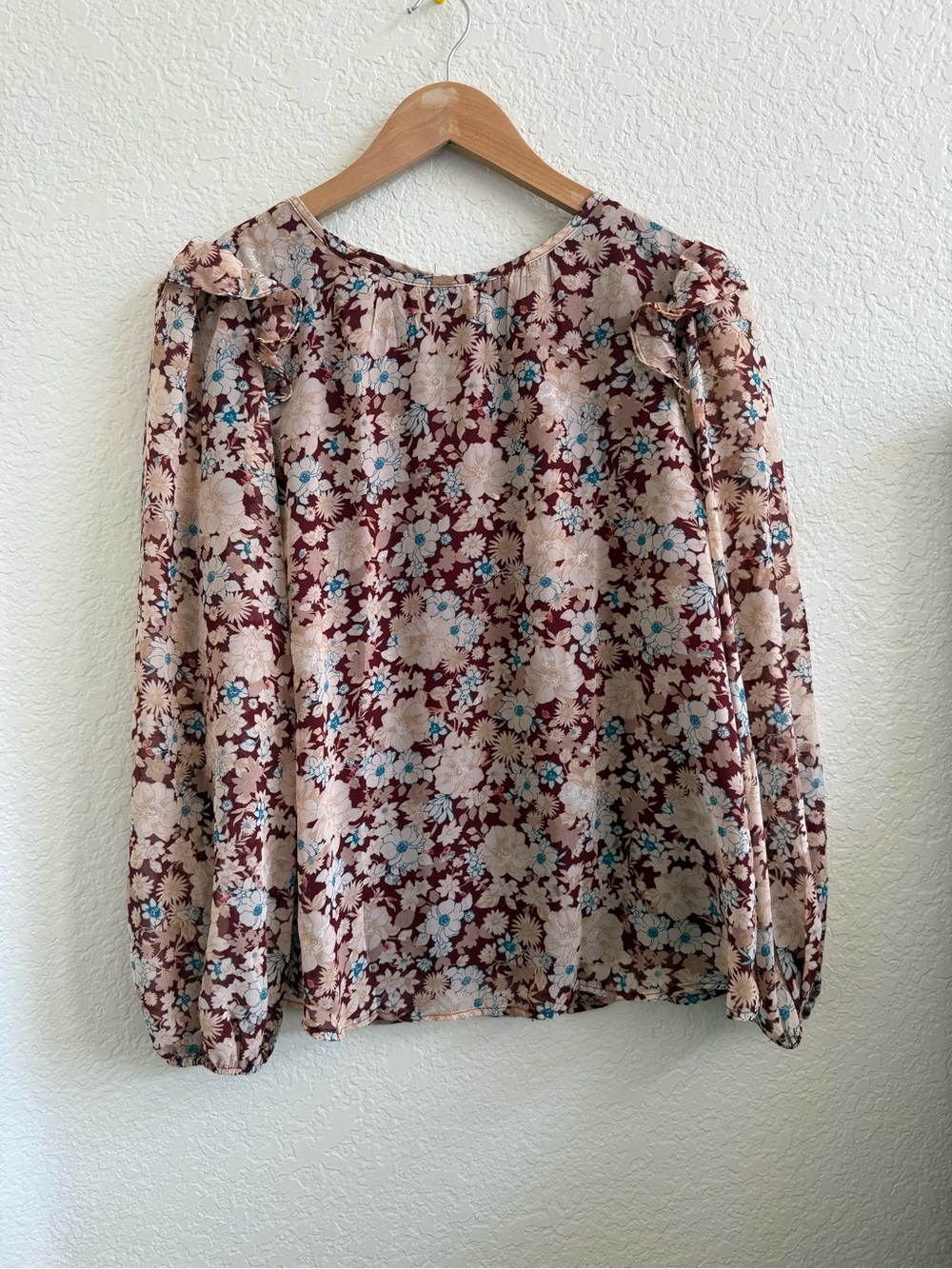 ASOS E& M Floral Long Sleeve Blouse Top Size M